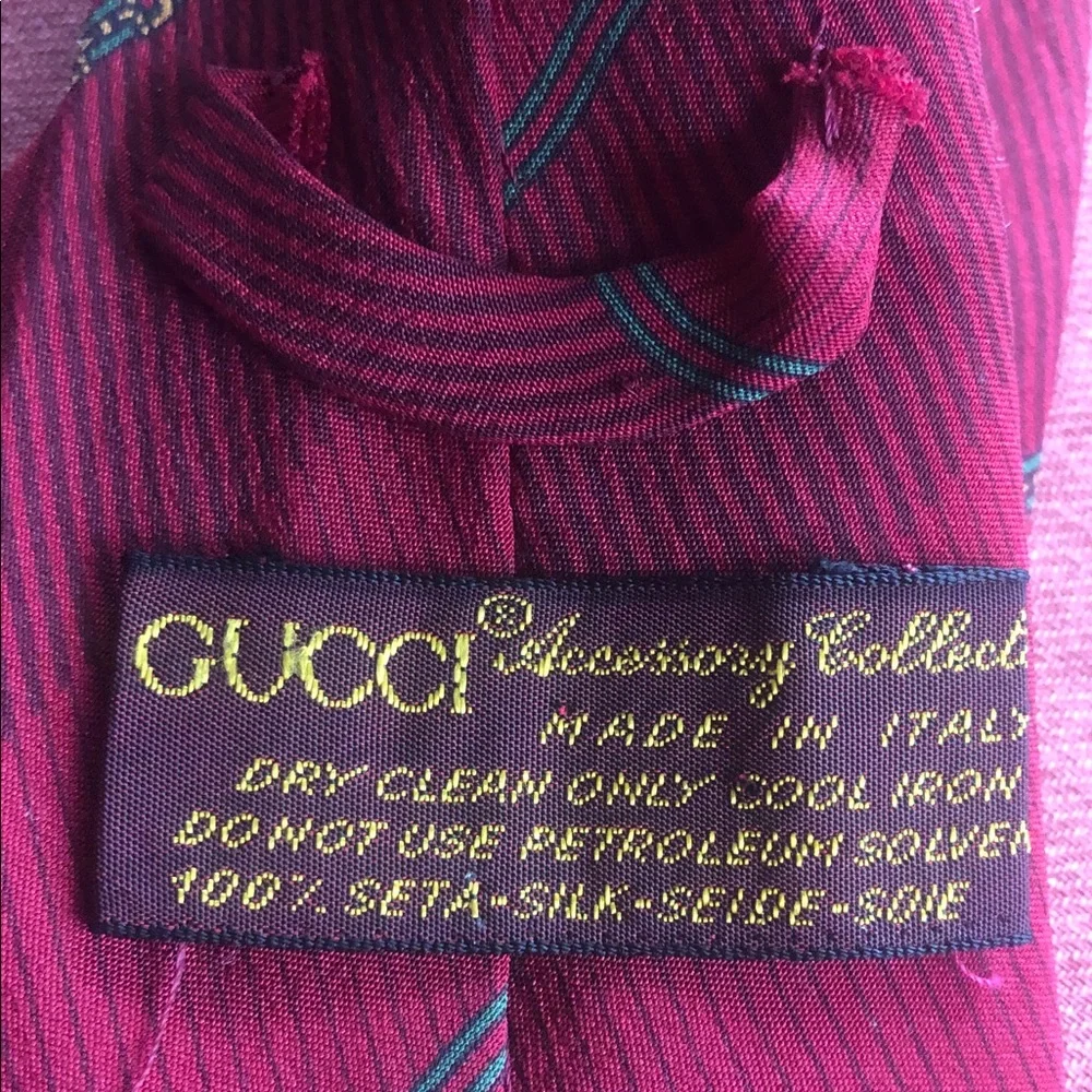 Vtg Gucci bit logo silk tie
